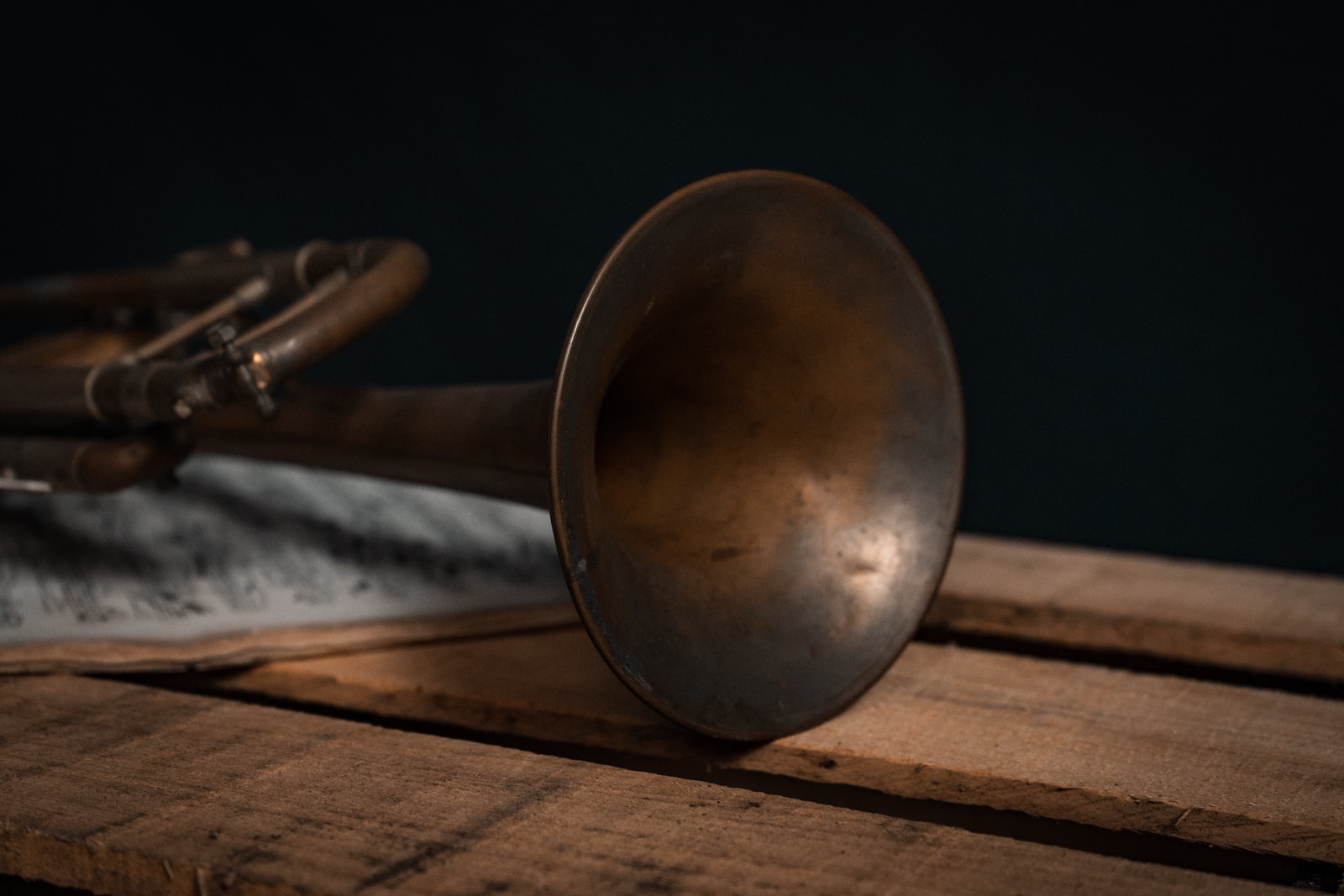 headphonik - brass round ornament on brown wooden table